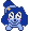 pixel art blue dog wagging tail